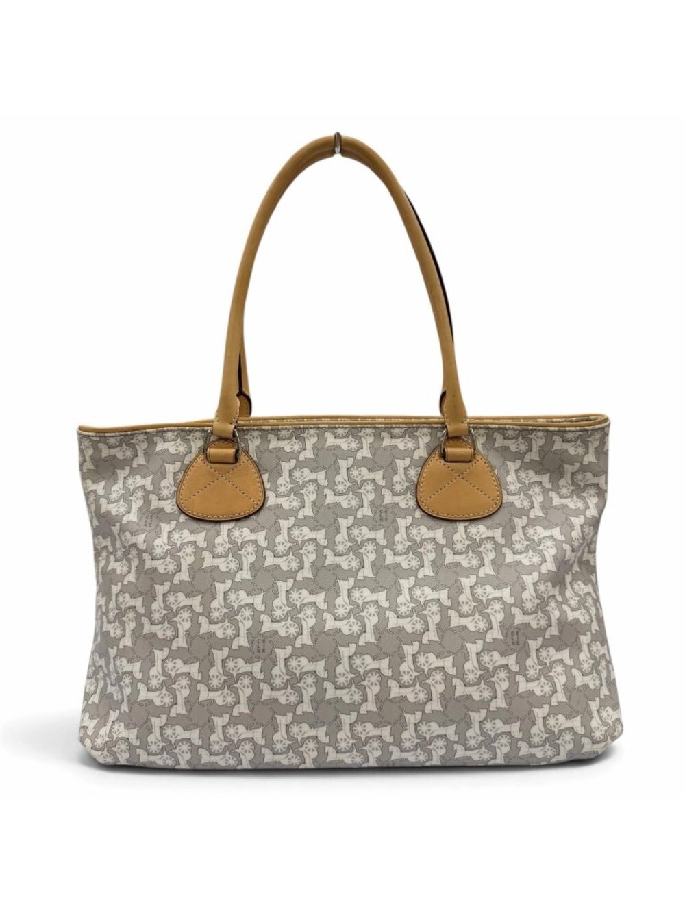 Celine Vintage Sulky Logo Glam Carriage Pattern Leather Usage Tote Bag Light